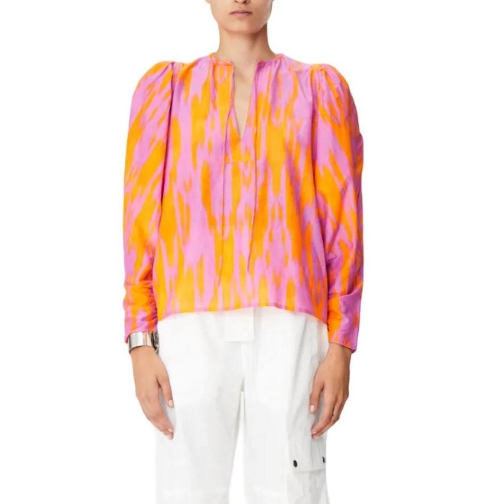 NWT MARIA CHER Tartagal Cora Blouse - Size L - Orange and Pink